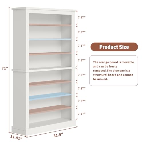 knoworld 71'' Tall Freestanding Shoe Cabinet with Open Storage, 9-Tier Thickened Wood Shoe Rack with Adjustable Shelves for Entryway, Hallway & Small Spaces, Modern White Storage Organizer (White)