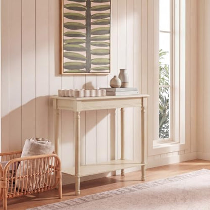 SAFAVIEH Furniture - Tinsley Rectangle Console Table - Sand - Solid Wood - Farmhouse Turned-Leg Design - Ideal for Entryway, Living Room, Hallway, 28" W x 11.75" D x 28" H (CNS5724E) - color: Sand