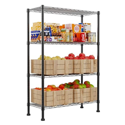 REGILLER 4-Wire Shelving Metal Storage Rack Adjustable Shelves,Standing Storage Shelf Units for Laundry Bathroom Kitchen Pantry Closet(Black,14.1" D x 30" W x 54" H) - size: 4tier 14.1"D x 30"W x 54"H