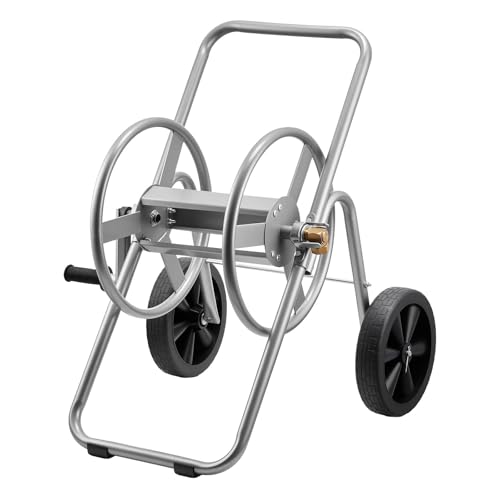 VEVOR Hose Reel Cart, 200/300 ft High-Pressure Garden Hose Cart, Hoses Reel Carts with Two Wheels, Handle & Heavy-Duty Mesh Storage Basket, Portable Hoses Reels for Garden Watering, Car Washing - style: 200 ft