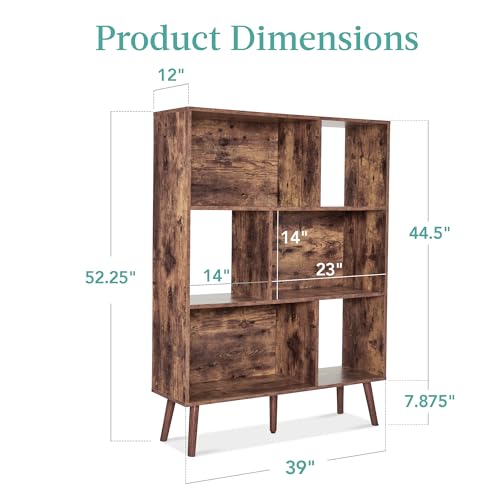Best Choice Products 3-Tier Mid-Century Modern Wooden Bookcase, 6-Cube Organizer for Nursery, Kids Room, Living Room, w/Removable Back Panels, Pine Legs - Brown - color: Brown