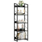 Hosfais 5 Tier Tall Bookshelf: Industrial Wood Book Shelf with Edge Protection Metal Narrow Bookshelf Bookcase Storage Organizer Display Rack for Living Room Home Office (Black) - color: Black