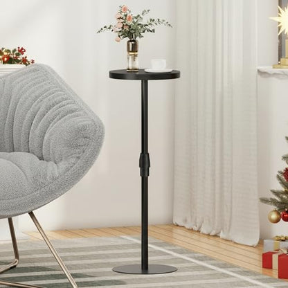 TUTOTAK Tall Round Side Table, Small End Table, Drink Table, Pedestal Table | for Small Spaces, Accent Nightstand, Set of 2, livingroom, Bedroom, Black TB01BK0962 - color: Black, size: 2 Pack, style: Adjustable