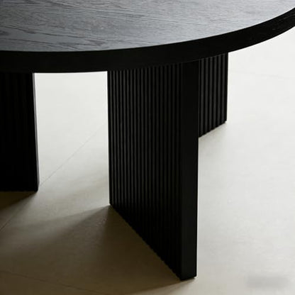 35" Wooden Round Coffee Table, Black | Smooth Thick Coffee Table, Low Circle Center Table with X Shaped Stable Legs, Accent Tea Table for Living Room, Office - color: Black, style: Coffee Table