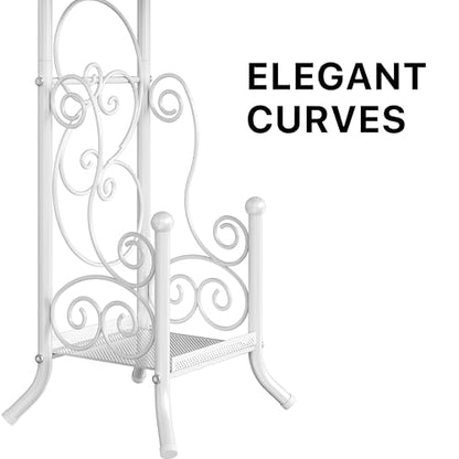 Simple Houseware English Style Toilet Paper Stand Holder w/Woodtop, White | 4 Paper Rolls, 8.5" x 8.75" x 29.2" - color: White, size: Wood Shelf - 29.2''H