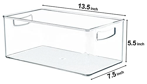 Hudgan 2 Pack Straight Sides Stackable Pantry Organizer Bins for Home Edit - 13.5''L x 7.5''W x 5.5''H - size: 2 XL