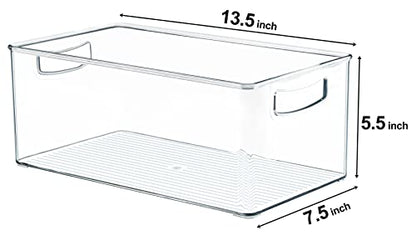 Hudgan 2 Pack Straight Sides Stackable Pantry Organizer Bins for Home Edit - 13.5''L x 7.5''W x 5.5''H - size: 2 XL