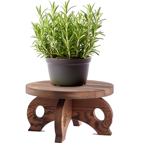 Decorative Corner Planter Wooden Plant Stands Indoor Plant Holder Riser Round Display Stands Farmhouse Display Stool Flower Holder Pedestal Board Pine - color: Brown, size: Pine