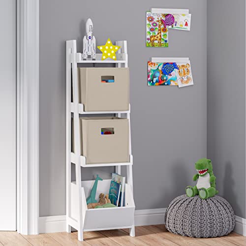 RiverRidge Folding Storage Bins - 2-pack of 10in Tall Taupe Cubes | Fabric Bins, Set of 2 Storage Cubes, Cut-out Handles, Playroom Closet Organizer, Collapsible Cubby with Bottom Board Insert - color: 2 Taupe 10in H Bins