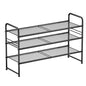 SUFAUY 3-Tier Mesh Shoe Rack, Closet Metal 33" Wide Shoe Shelf Heavy Duty, Black - color: Black, size: 3 Tier