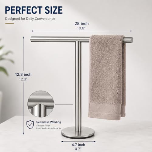 Bathroom Hand Towel Holder Stand，T-Shape Hand Towel Holder Stand SUS304 Stainless Steel for Bathroom，Kitchen or Vanity Countertop(2Pack) - color: Silver-2pack