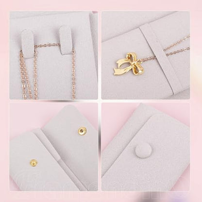 Framendino, 6 Pack Velvet Necklace Case Travel Jewelry Bag Organizer Pouch Holder Box for Women Storage Grey - color: Grey