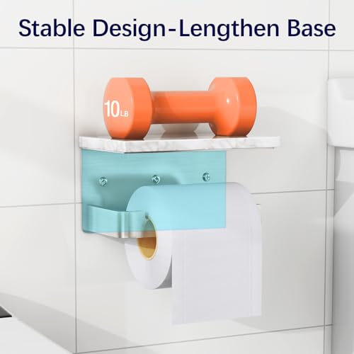 Gypie Toilet Paper Holder with Shelf, Extended Base Wall Mounted, Marble Toilet Roll Holder Brushed Nickel for Bathroom Washroom - color: Brushed Nickel, size: Marble