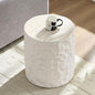 Round Side Table Faux Stone End Table for Living Room Modern Small Coffee Table for Small Space Apartment, No Assembly (Fiberglass-Travertine, 15.75'' x 17.72'') - color: Faux Travertine-15.74inch