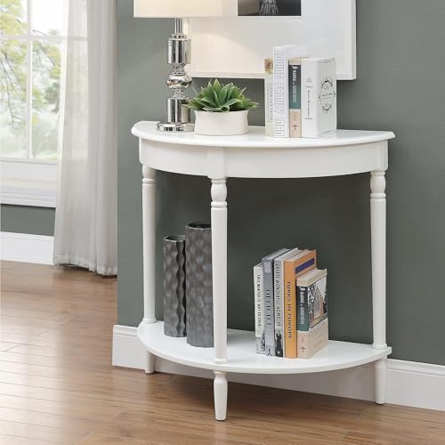 Convenience Concepts French Country Half-Round Entryway Table with Shelf, White - color: White
