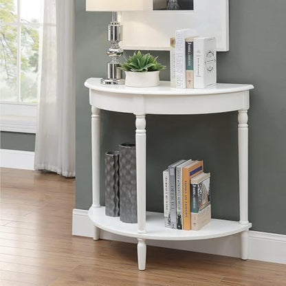 Convenience Concepts French Country Half-Round Entryway Table with Shelf, White - color: White