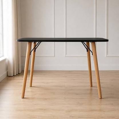 40” Black Computer Desk, 15° Arc Writing Table, Home Office & Gaming, Rounded Corner Enhance Stability with Leg Support