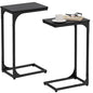 C Shaped End Tables Couch Table TV Trays Set of 2, 7" Wide, Black | Small Thin Side Table Skinny Slide Under Couch Tray Tables for Sofa Bedroom Small Space - color: Black, size: 7" Width