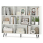 Giantex 10-Cube Bookcase, 3-Tier Modern Bookshelf with 5 Metal Legs, 55" Freestanding Open Storage Organizer with 2 Anti-tip Devices, Mid-Century Display Rack for Living Room (55" x 9.5" x 42") - size: 55" x 9.5" x 42"