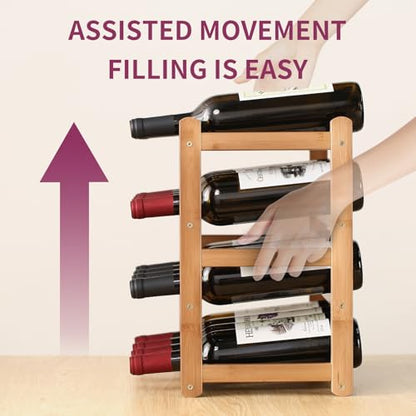 Wine Rack Storage,Bamboo Wine Racks Cabinet Shelf,4-Tier 16 Bottles Freestanding Wine Bottle Holder for Basement,Kitchen,Countertop - color: 16 Bottles Walnut