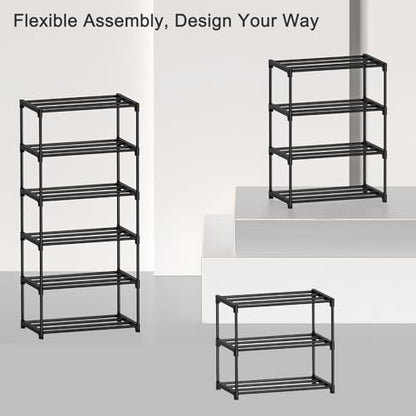 Autonomier 10 Tier Tall Shoe Rack, Narrow Lightweight Shoe Shelf, Compact Vertical Shoe Stand, Small Space Saving for Closet Floor, Dorm Storage Organizer, Front Door Entrance, Entryway