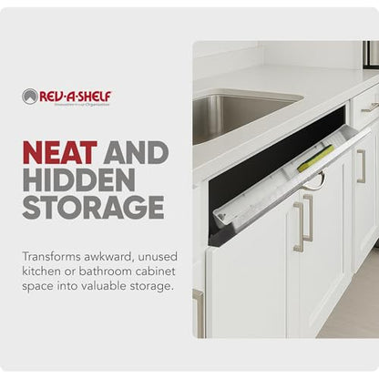 Rev-A-Shelf 30" Plastic Tip-Out Tray Organizer for Sink Base Cabinets, Home Kitchen and Bathroom Organization, Min Opening Width of 32.75", White, LD-6591-30-11-1 - size: 30 inches