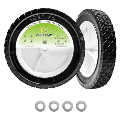 Parts Camp 10" Plastic Wheel Replacement for Oregon 72-110, 2 Pack Universal Wheels for Hand Truck, Lawn Mower, Utility Cart, Radio Flyer Wagon, Lawn Sprayer, Trash Can and BBQ Grill - size: 10-inch