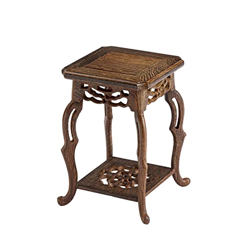 Beautiful Hand Craft Rosewood Oriental Vase Stand for Small Vases and Plants (L4.5in x W4.5in x H7in) - size: L4.5" x W4.5" x H7"