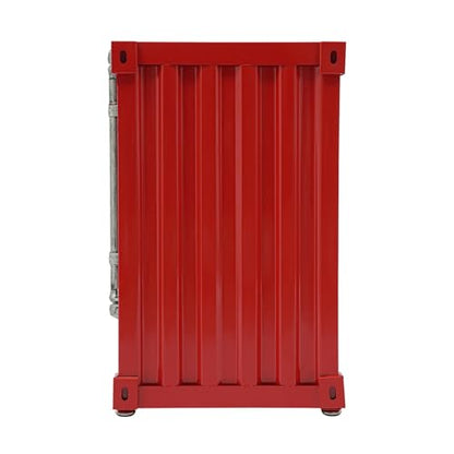 Industrial Shipping Container Cabinet, 3-Tier Nightstand with Drawers, End Tables Bedside Table Container Style Locker Wrought, Retro Style Metal Container Cabinet for Bar, Bedroom, Garage (Red) - color: Red