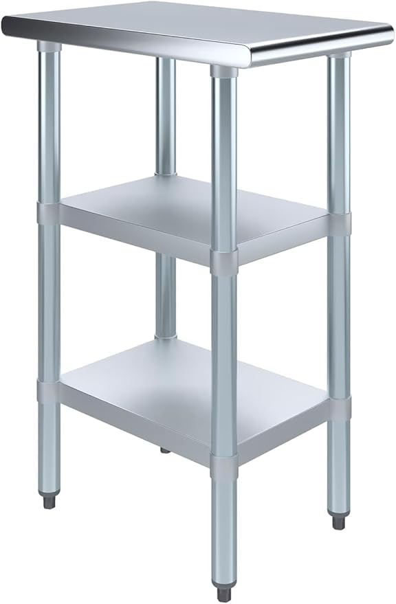 Stainless Steel Work Table with Double Undershelf – Commercial Prep Table for Restaurant, Kitchen, Bakery – NSF Certified (30 x 12) - size: 30 x 12