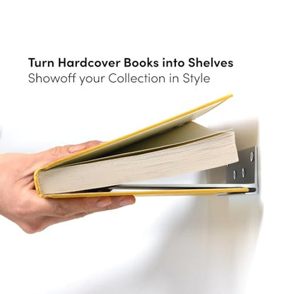 Floating Invisible Bookshelf Wall Mounted (Set of 4) - Aluminum - Turn Books into Floating Shelves