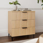 25.6" W Fluted Nightstand with 3 Drawer Dresser, Modern Wood Night Stands | Bedside Table for Bedroom King/Queen Bed, End Table with Robot-friendly Legs for Living Room,Entry - color: 3 Drawers-1pcs-oak