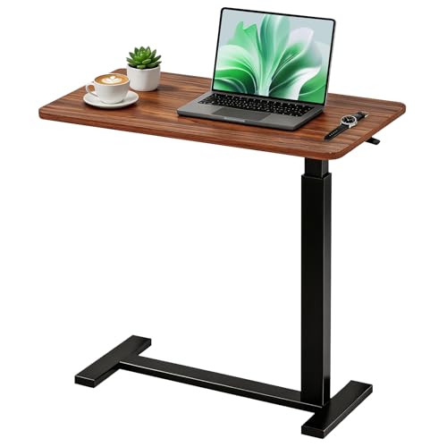 Mobile Standing Desk, Adjustable Height Desk with Hidden Casters, Portable Laptop Computer Table with Rolling Wheels, for Sit Stand Workstation, Compact and Sturdy for Home, Office, Dorm, Brown - color: Brown, style: Height Adjustable