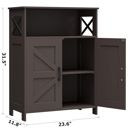 Homhedy Farmhouse Bathroom Storage Cabinet with 2 Doors, Toilet Paper Cabinet with Adjustable Shelf, Small Bathroom Cabinet for Kitchen/Laundry/Living Room, 11.8 x 23.6 x 31.5 Inches, Brown - color: Brown