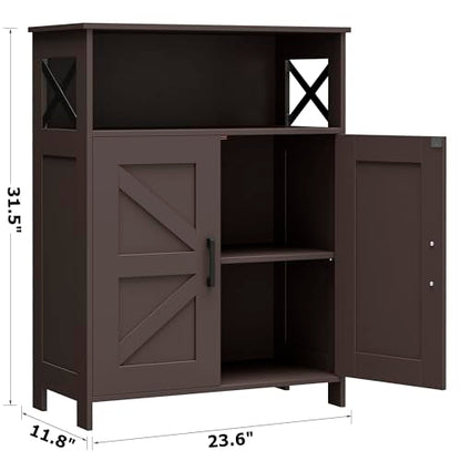 Homhedy Farmhouse Bathroom Storage Cabinet with 2 Doors, Toilet Paper Cabinet with Adjustable Shelf, Small Bathroom Cabinet for Kitchen/Laundry/Living Room, 11.8 x 23.6 x 31.5 Inches, Brown - color: Brown