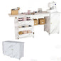 4-in-1 Folding Sewing Table with Storage, Sewing Desk Foldable with Lockable Wheels & Power Socket, Sewings Machine Cabinet & Craft Desk with Shelves, Compact Design (White, 57 Inch) - color: White, size: 57 Inch