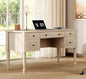 WAMAPT Elegant Executive Desk with Storage, Farmhouse Writing Desk with Charging Station, Wood Home Office Desk with Drawer, Cabinet & Shelf for Study, 56 Inch, Beige - color: Beige
