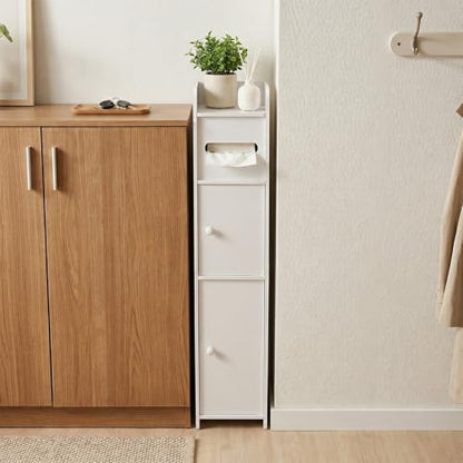 LuiceABC Slim Toilet Paper Holder Stand, Over The Toilet Storage Cabinet | Corner Shelf for Bathroom, Small Space, White, 31.49 X 6.69 X 6.69 INCH - size: 6.69 x 6.69 x 31.49 inch