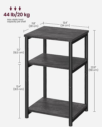 VASAGLE BARNET Collection - Side Table, Small End Table for Living Room, Modern Tall Nightstand, Bedroom, Office, Bathroom, Steel Frame, Misty Gray and Ink Black ULET273B68 - color: Misty Gray + Ink Black