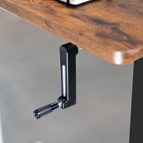 VIVO Compact Hand Crank Stand Up Desk Frame, Black, DESK-M051MB | For 37 to 77 inch Table Tops, Height Adjustable, Ergonomic Standing Desk Legs, Foldable Handle - color: Black