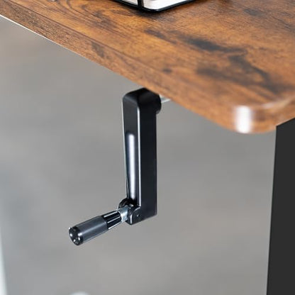 VIVO Compact Hand Crank Stand Up Desk Frame, Black, DESK-M051MB | For 37 to 77 inch Table Tops, Height Adjustable, Ergonomic Standing Desk Legs, Foldable Handle - color: Black