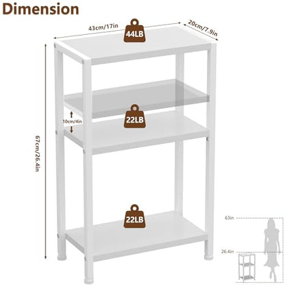 Heybly Small Narrow Side Table for Small Space, Thin Bedside TableHET006WT1 | Thin Bedside Table, Slim Sofa Table, 26.4" Tall Nightstand, Couch Table for Living Room, Bedroom, Balcony, White - color: White-adjustable Height