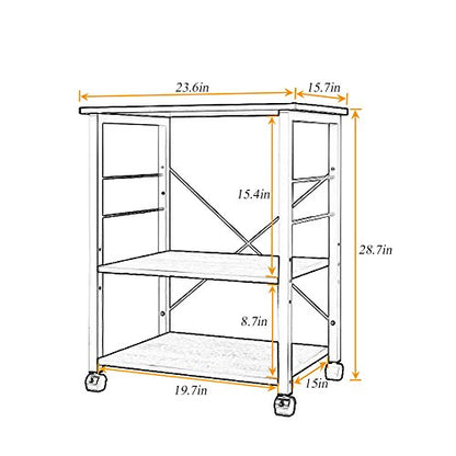DlandHome Standing Baker's Racks Appliance Table Small Rolling Kitchen Cart Microwave Cart Stand, 3-Tier Kitchen Baker's Rack Utility Cart Microwave Stand Kitchen Shelf, W4-Maple