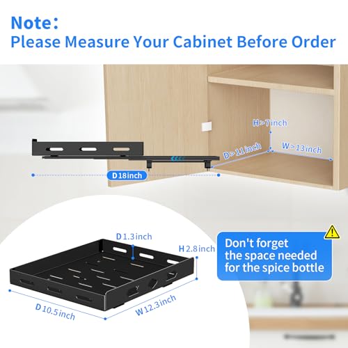BOIVSHI Pull Out Spice Rack Organizer for Cabinet, 1 Tier Heavy Duty Spice Rack, Vertical Spice Rack for Kitchen Cabinet and Pantry (12.6''Wx10.5''Dx2.8''H, Metal Black) - size: 12.6''Wx10.5''Dx2.8''H,1 Tier