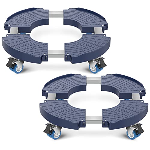 VANCASTLE Plant Caddy with Lockable Wheels 15-22'' Adjustable Plant Stand | Heavy Duty 450lbs Capacity with Wheels Rolling base, Plant Dolly for Flower Pot Mover Indoor Outdoor, Blue, 2 Pack - color: Blue, size: 2
