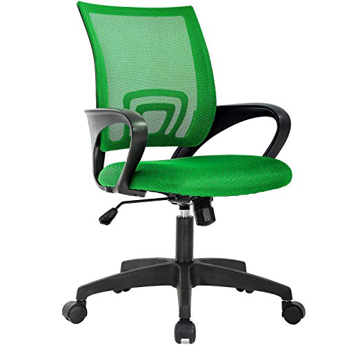 BestOffice Ergonomic Office Chair | Mid-Back Swivel Desk Chair | Green | with Lumbar Support, Adjustable Height & Breathable Backrest | Sponge Seat & Rolling Wheels | for Home, Office | Pack of 1 - color: Green, style: pack of 1