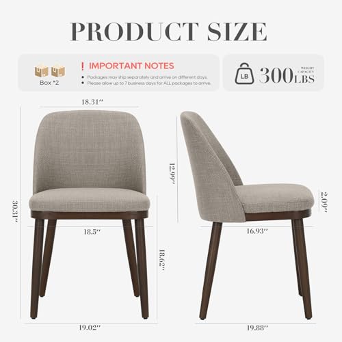 COLAMY Upholstered Dining Chairs Set of 4, Modern Kitchen Chairs with Back, Fabric Side Dining Room Chairs with Wood Legs for Kitchen Dining Room Restaurant, Camel - color: Camel, size: Set of 4