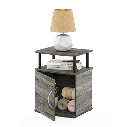 Furinno JAYA Utility Design End Table, French Oak Grey - color: French Oak/Black, size: 1-Pack