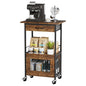 SWTYMIKI Buffets Coffee Bar Cabinet - Rolling Kitchen Rack, Farmhouse Small Coffee Stand with Storage Drawer and Door Cabinet - Kitchen Microwave Stand for Apartment, Living Room, Entryway, Espresso - size: 18.9x14.57in, style: Espresso