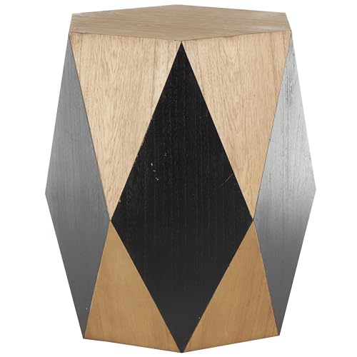 Deco 79 Wood Geometric Side End Accent Table Diamond End Table with Black Accents, Side Table 19" x 19" x 24", Brown - color: Brown, size: 19" x 19" x 24"